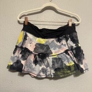 Lululemon Willpower Skirt Skort 6 Drop Waist Black Yellow Pink Watercolor